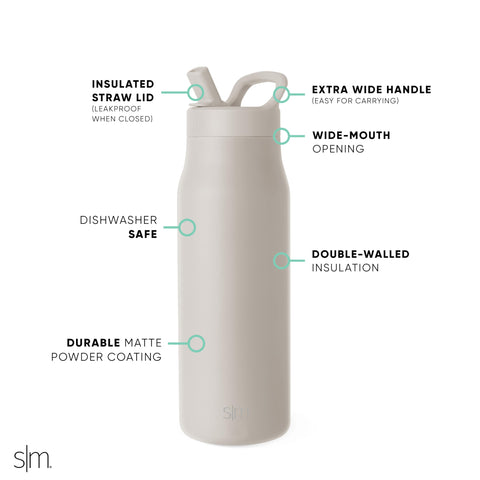 Simple Modern vacuum insulation cutaway showing cold retention benefits