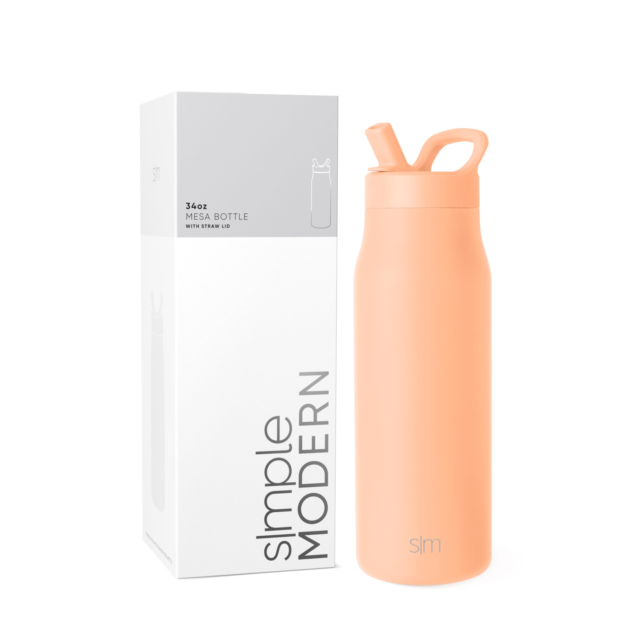 Simple Modern Mesa 34oz orange bottle front view showing durable finish and capacity benefit