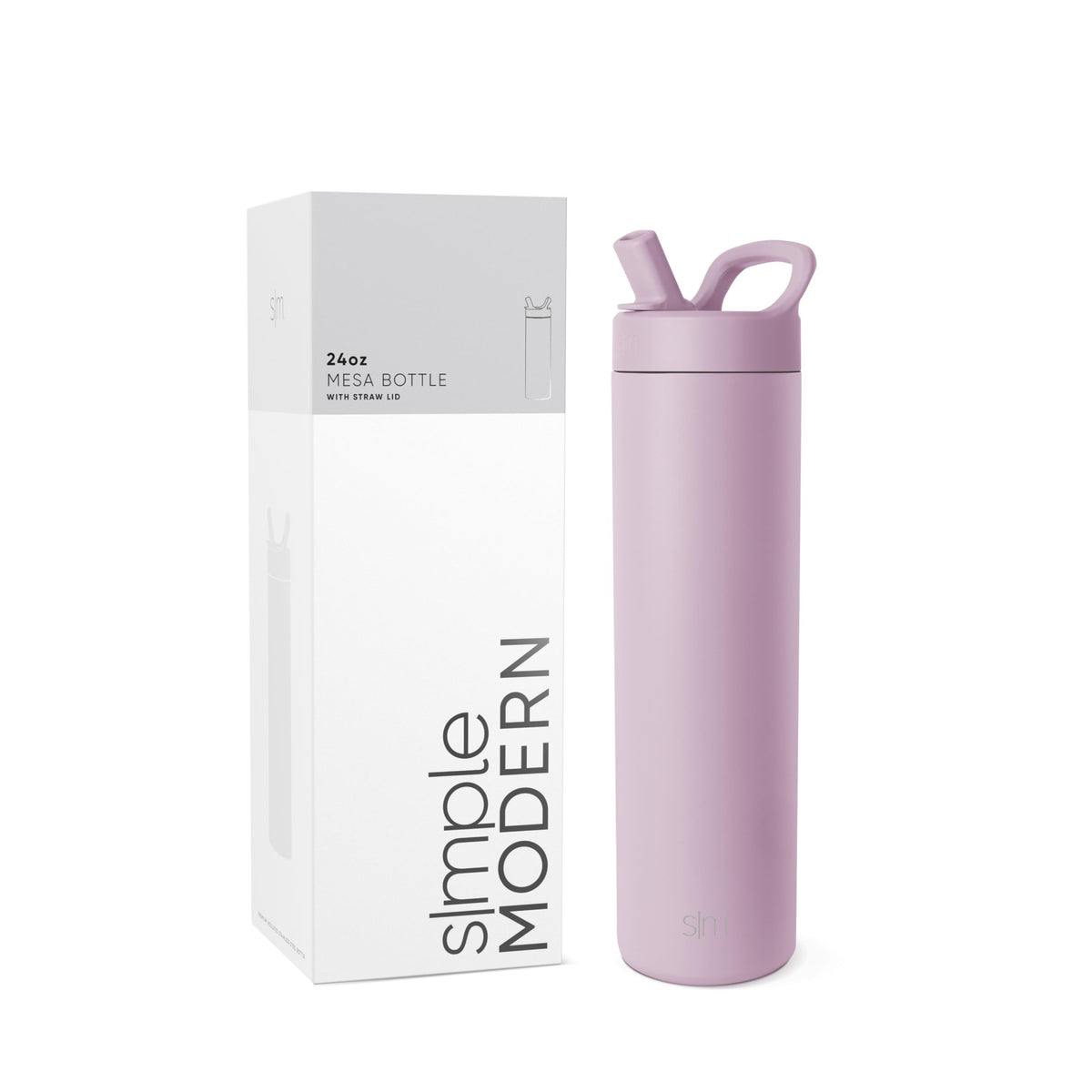 Simple Modern Mesa lavender front view showing sleek bottle and capacity benefit