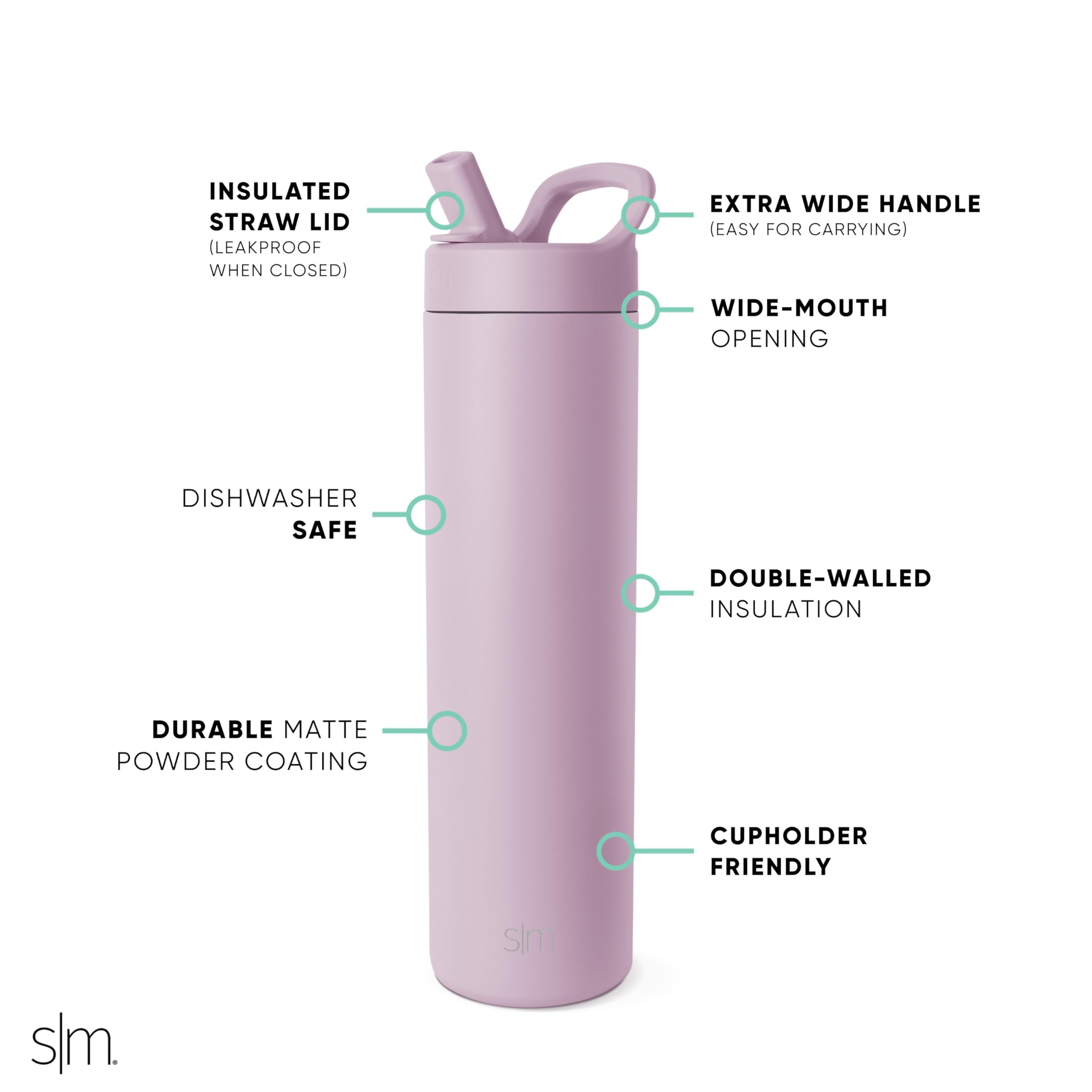 Simple Modern Mesa lavender side profile with measurements highlighting cupholder fit