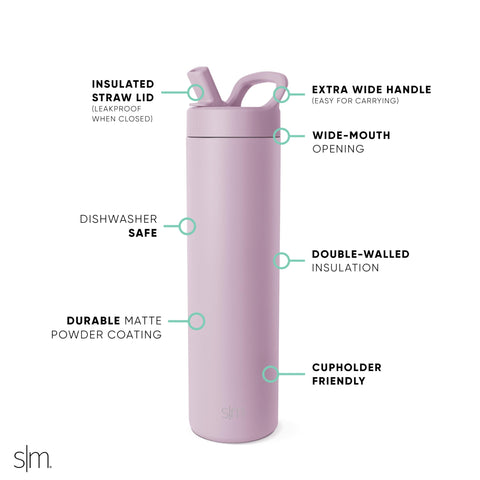 Simple Modern Mesa lavender side profile with measurements highlighting cupholder fit