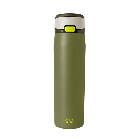 Simple Modern front view of olive Mesa Loop bottle showing sleek insulated profile and color benefit