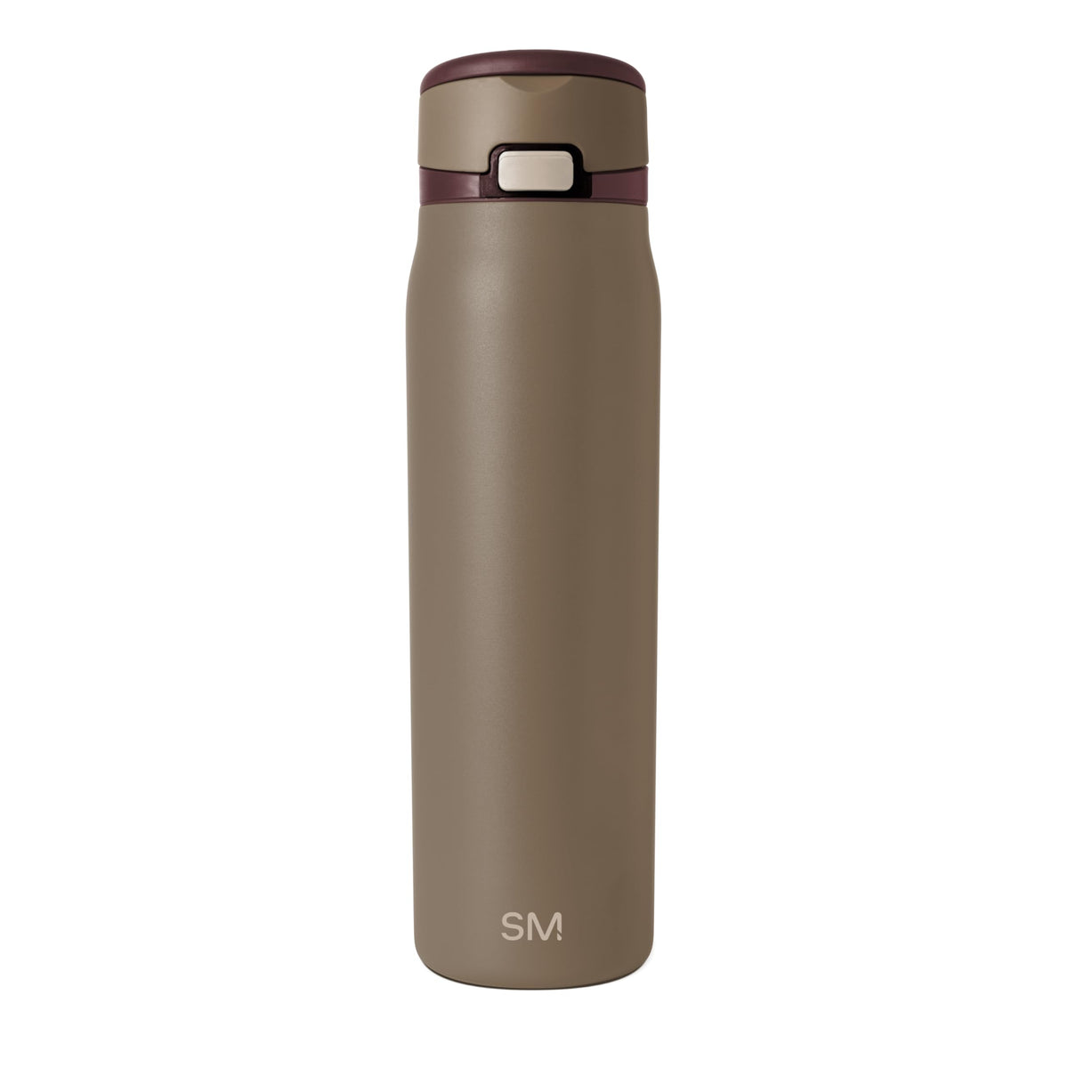 Simple Modern brown bottle front view showing insulated design and handle for easy carry