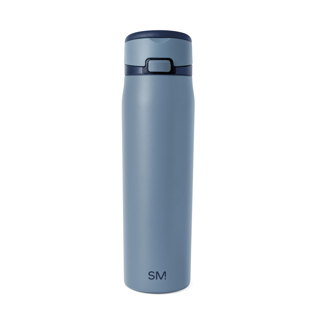 Simple Modern bottle front view showing blue finish and sleek profile, convenient everyday carry