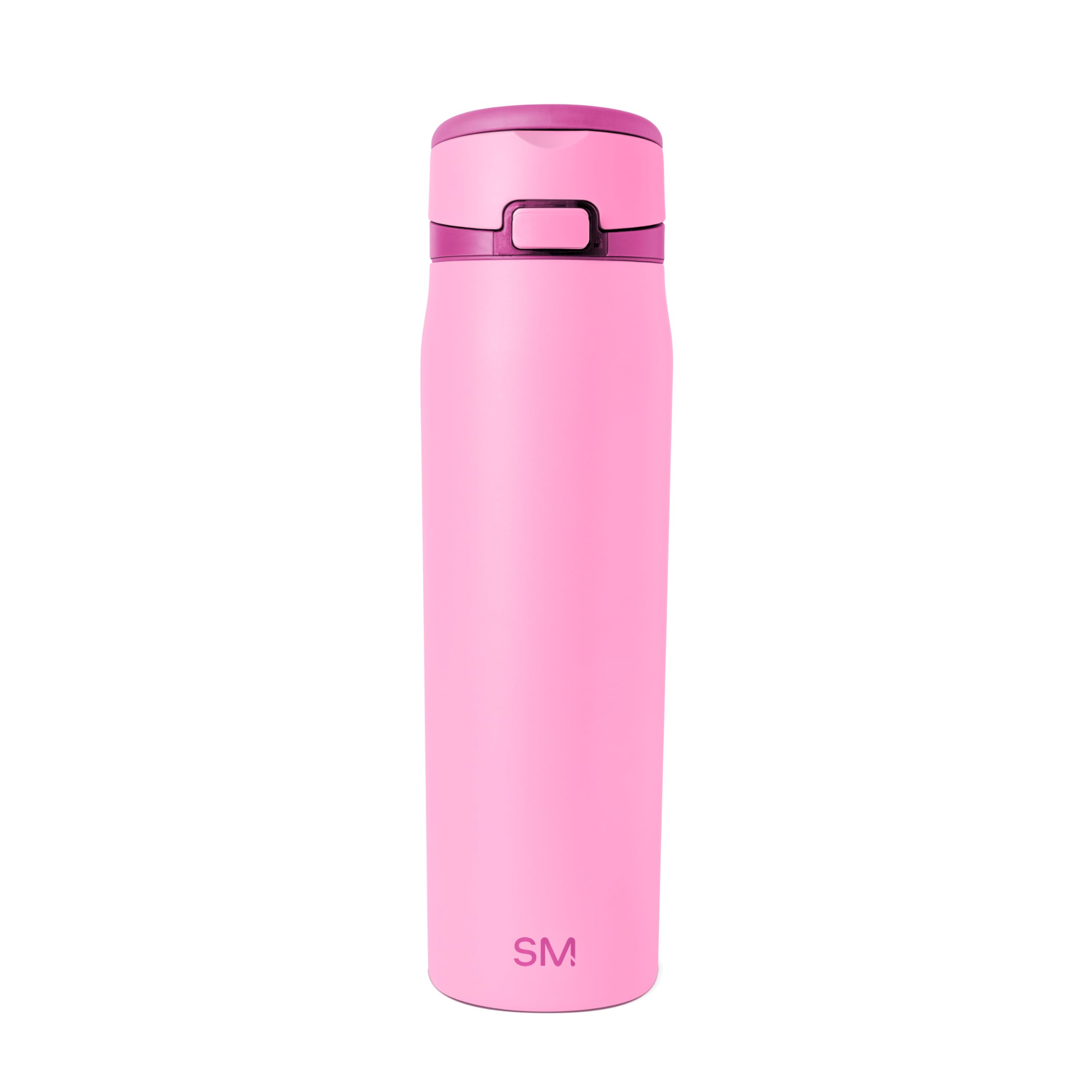 Simple Modern front view pink bottle showing slim insulated design and color