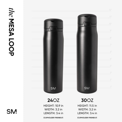 Simple Modern bottle held in hand showing 24oz scale and portability benefit