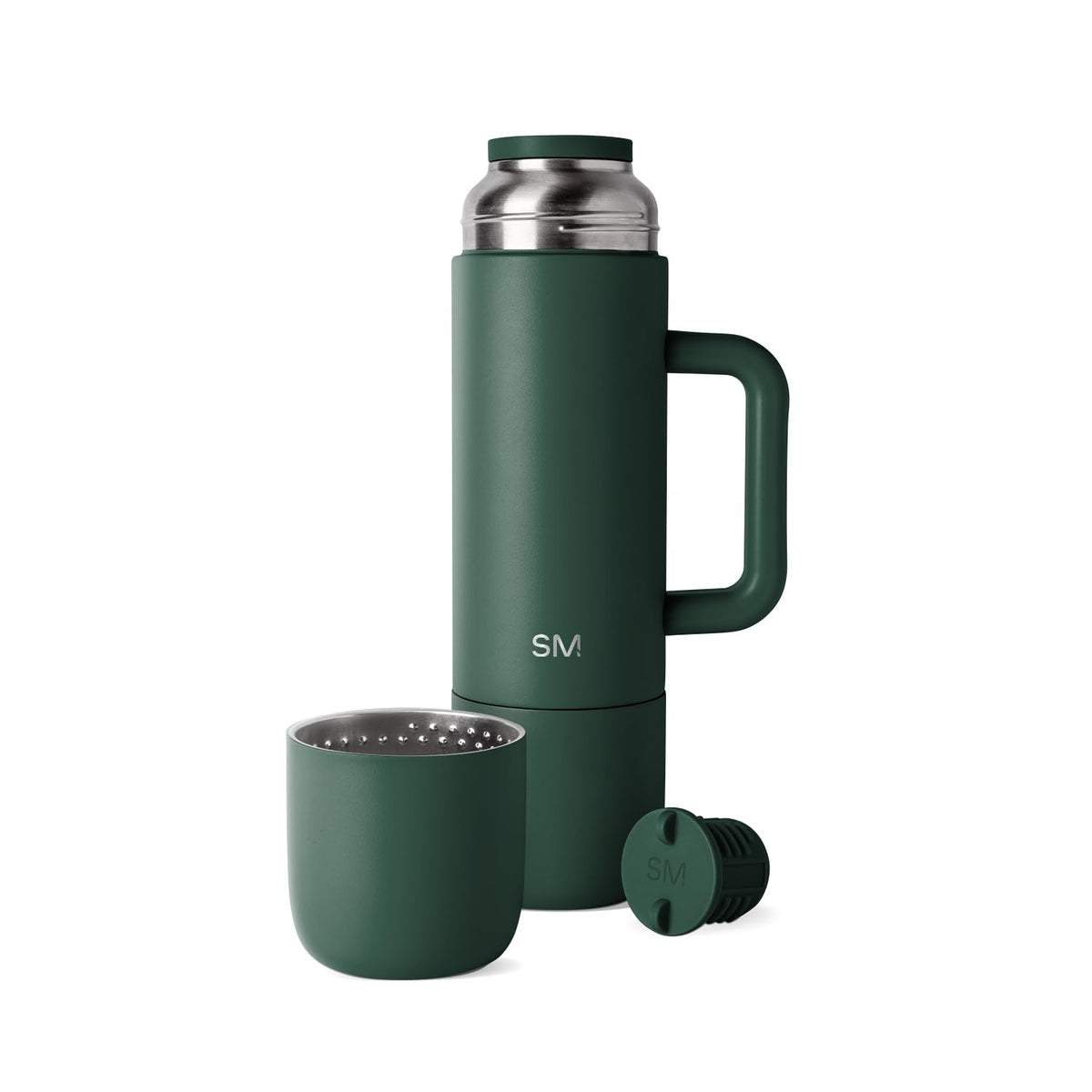Simple Modern Roam front view showing bottle shape and forest color, portable design benefit