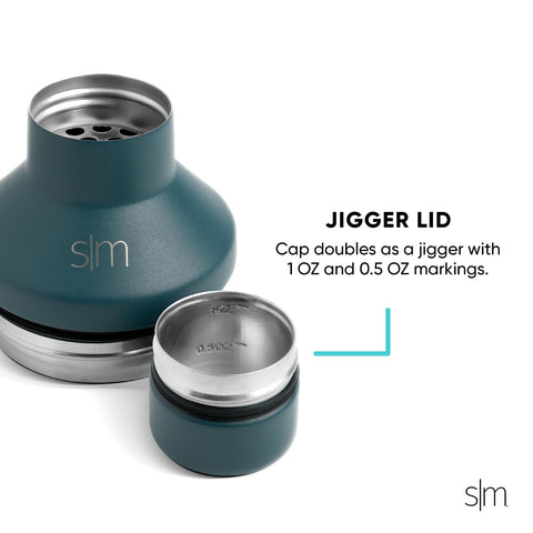 Simple Modern shaker stainless steel finish detail highlighting durable construction and fingerprint resistance