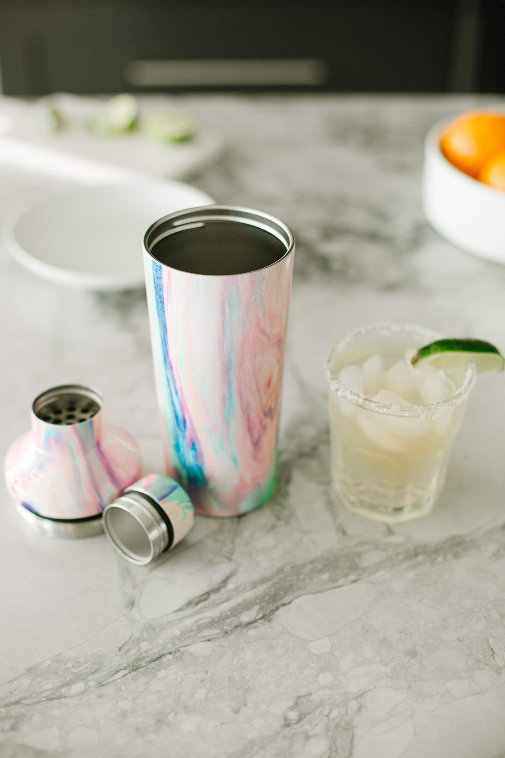 Simple Modern shaker being shaken to mix a cocktail showing easy grip and no-sweat benefit