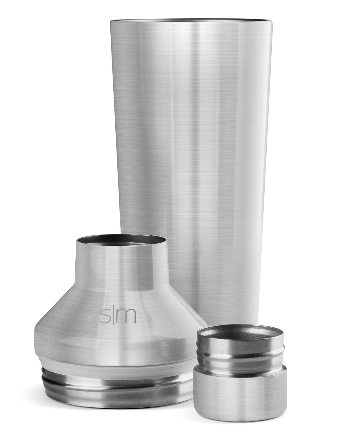 Simple Modern shaker in use with bartender shaking for chilled cocktails and clean handling