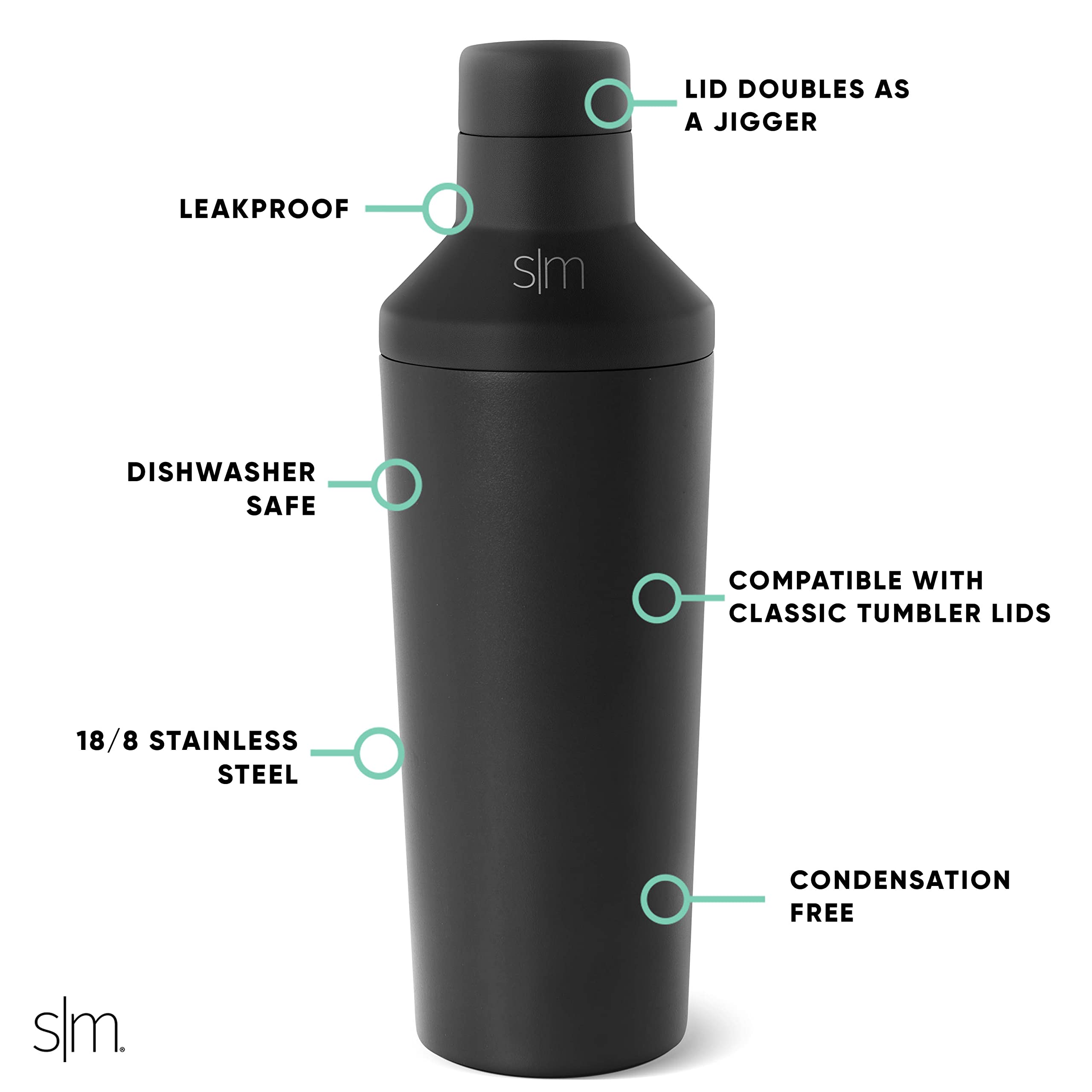 Simple Modern jigger cap closeup showing measurement marks for precise pours