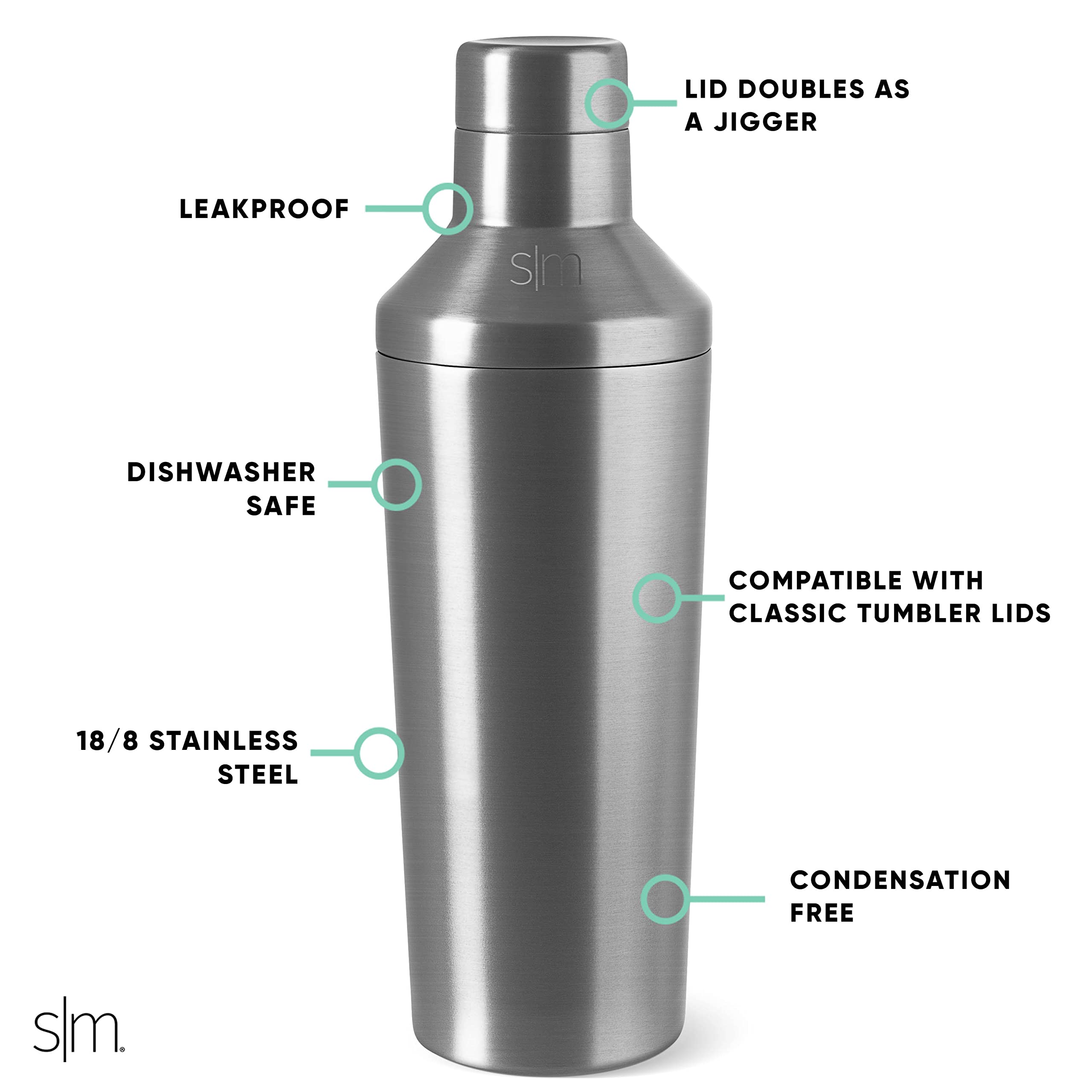 Simple Modern jigger cap detail with measurement marks for accurate pours and efficient bartending