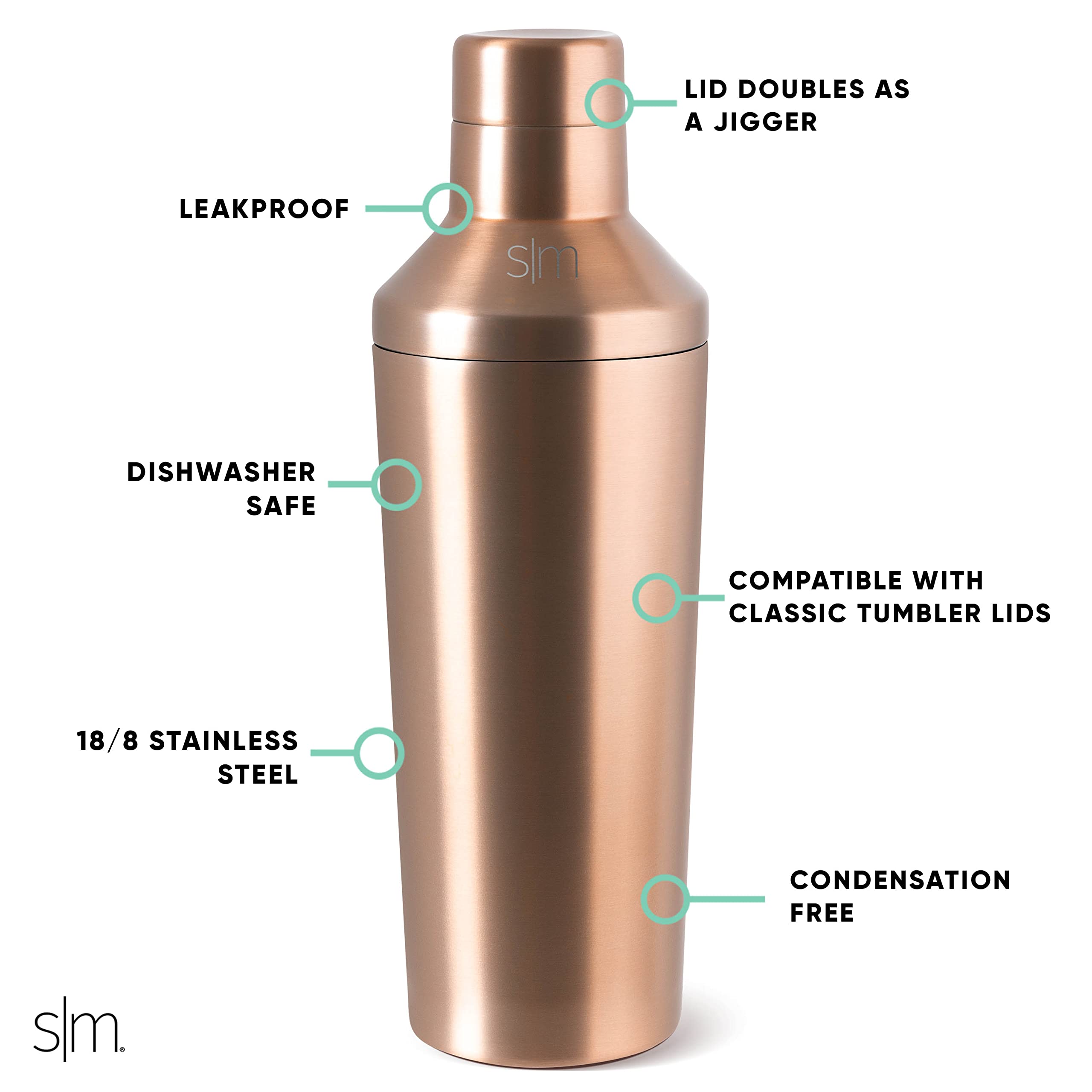 Simple Modern close-up of leakproof lid and integrated strainer for spill prevention