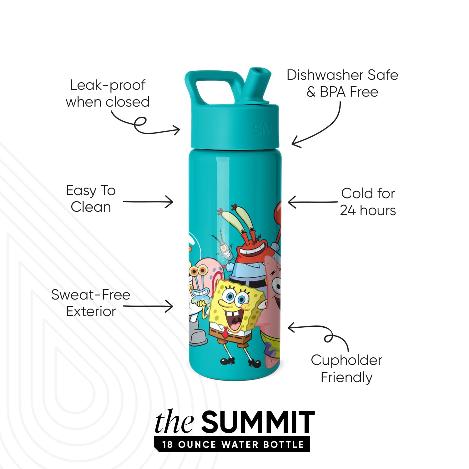 Simple Modern SpongeBob closed straw lid close-up demonstrating spill protection