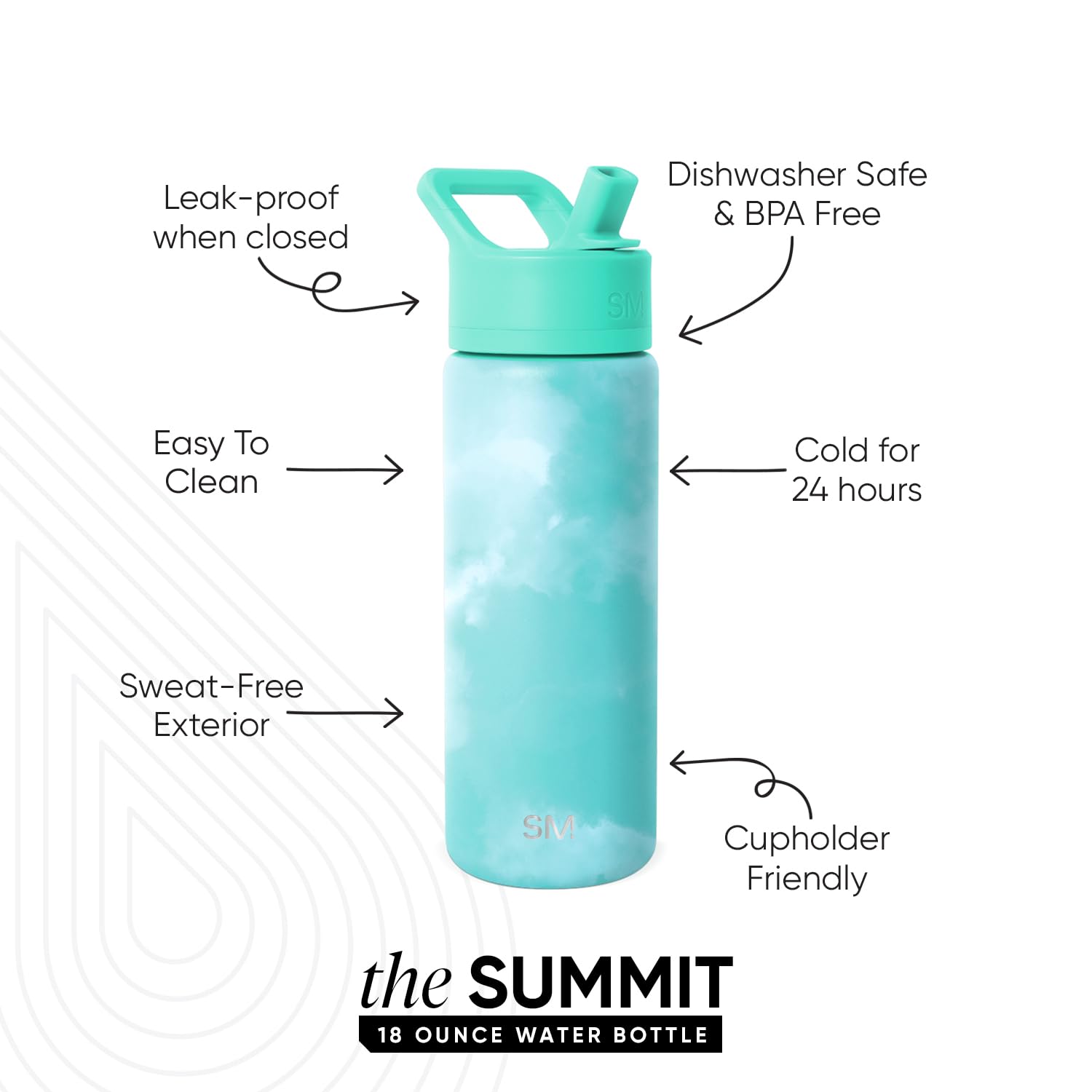 Simple Modern Summit straw lid close-up highlighting leak-proof nozzle benefit
