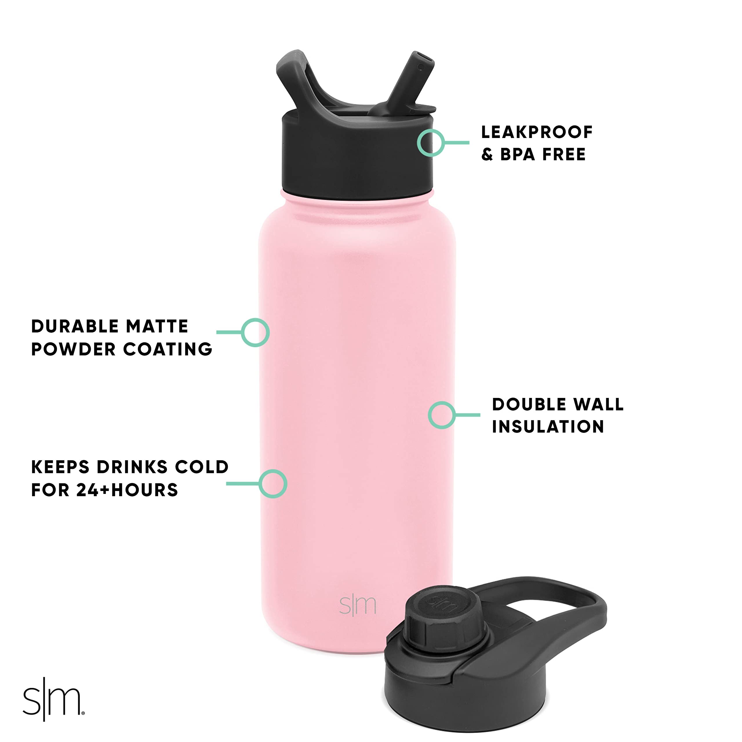 Simple Modern Summit chug lid in use pouring water quickly for fast-rehydration benefit