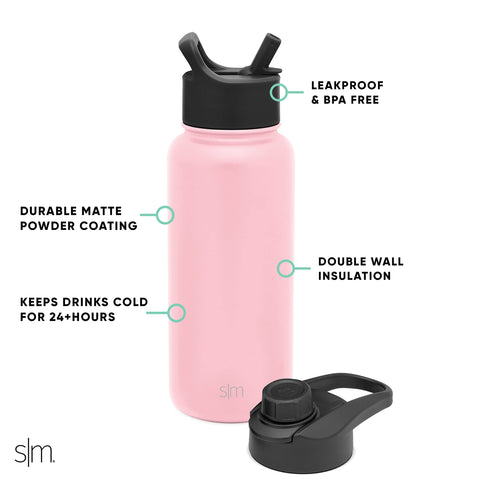 Simple Modern Summit chug lid in use pouring water quickly for fast-rehydration benefit