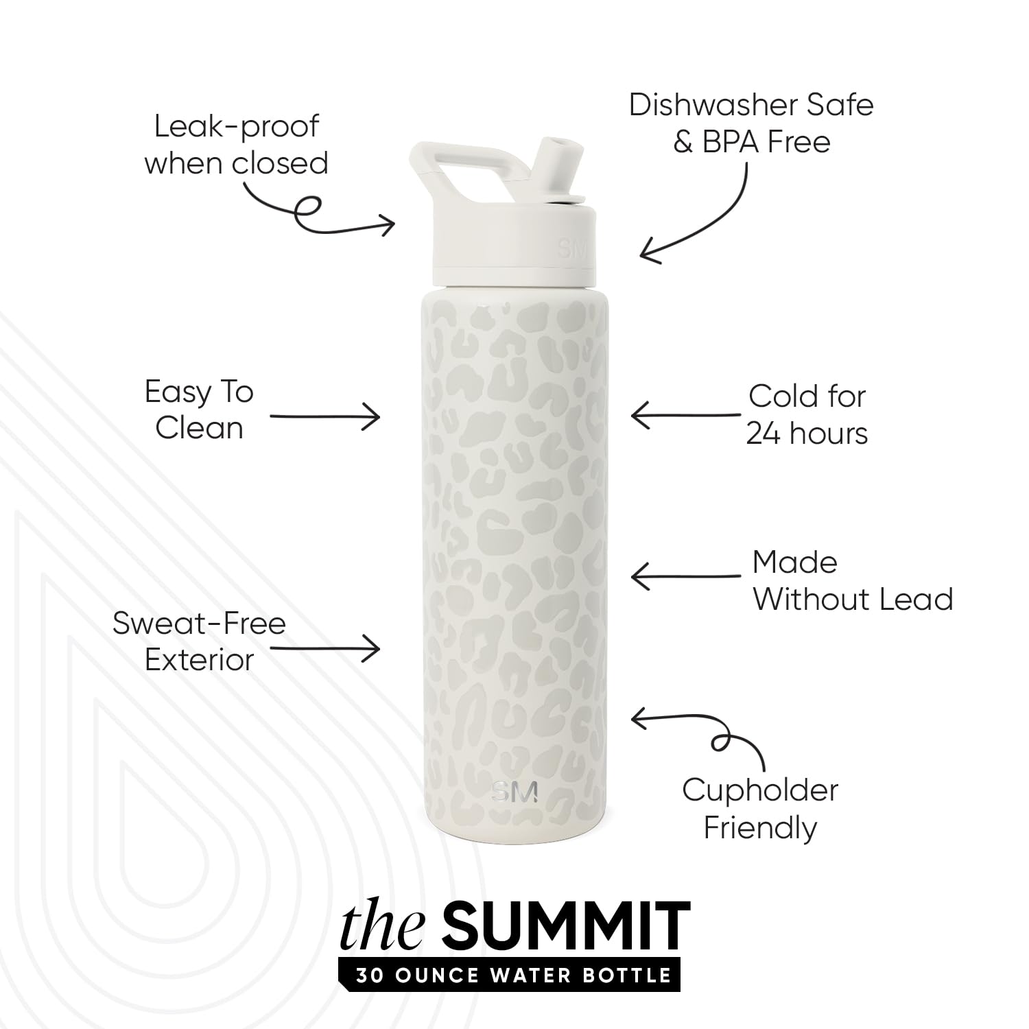 Simple Modern Summit straw lid close-up showing leak-proof nozzle and easy sipping