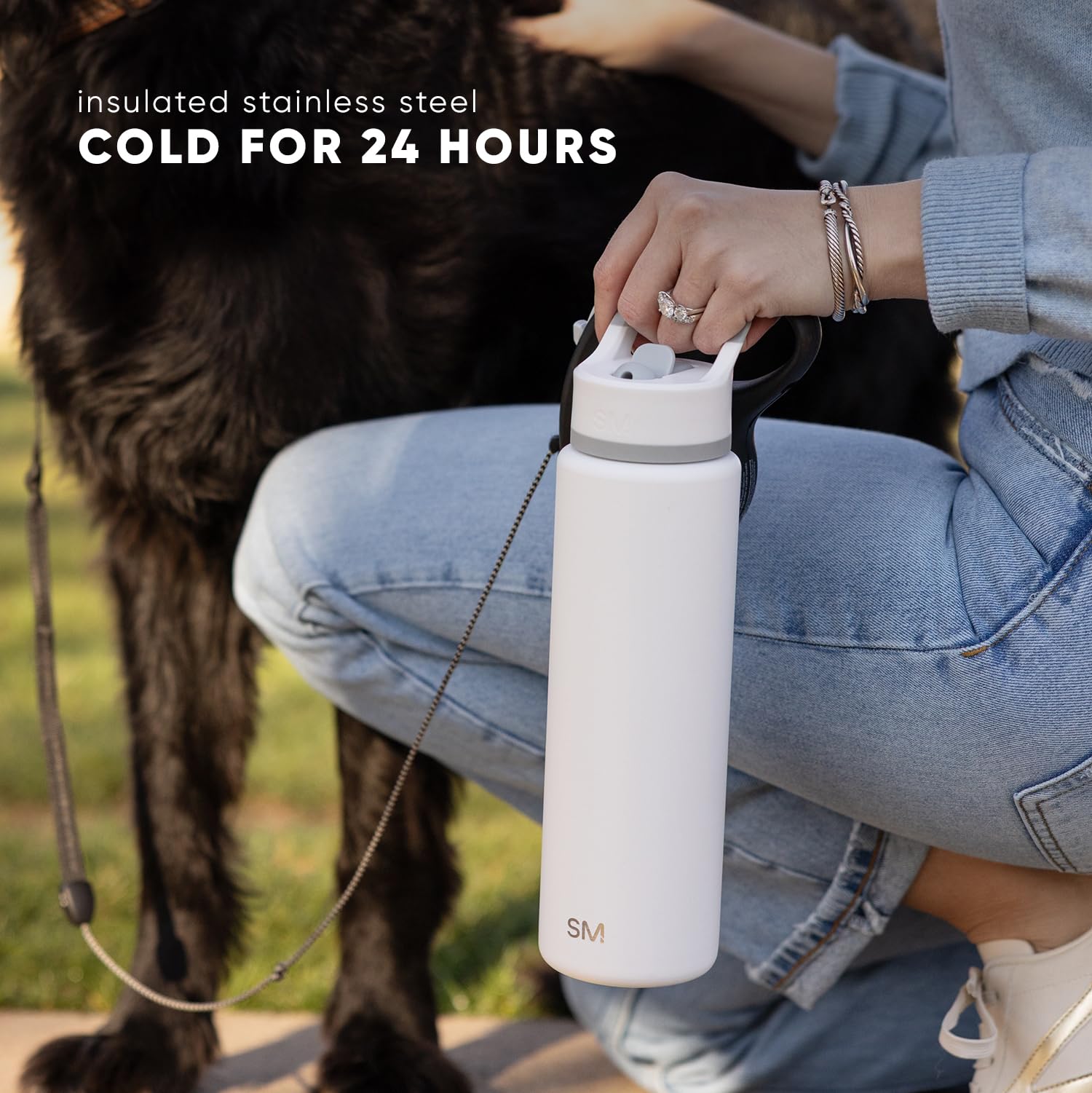 Simple Modern bottle inside backpack showing spill-safe storage and portability benefit