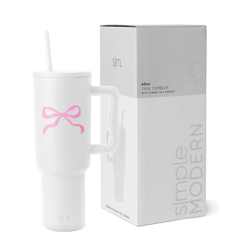 Simple Modern 40 oz Trek front view in Pink Bow showing color and capacity benefit