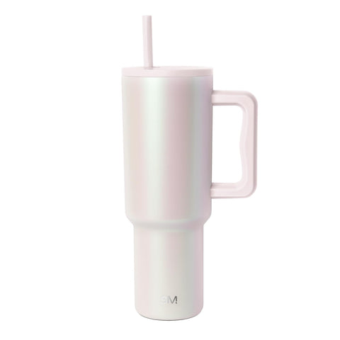 Simple Modern Trek 40oz front view shows pearlescent finish and travel convenience