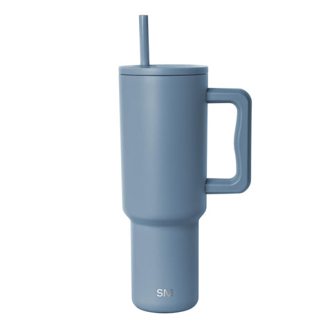 Simple Modern Trek front view showing blue finish and secure handle benefit: easy carry