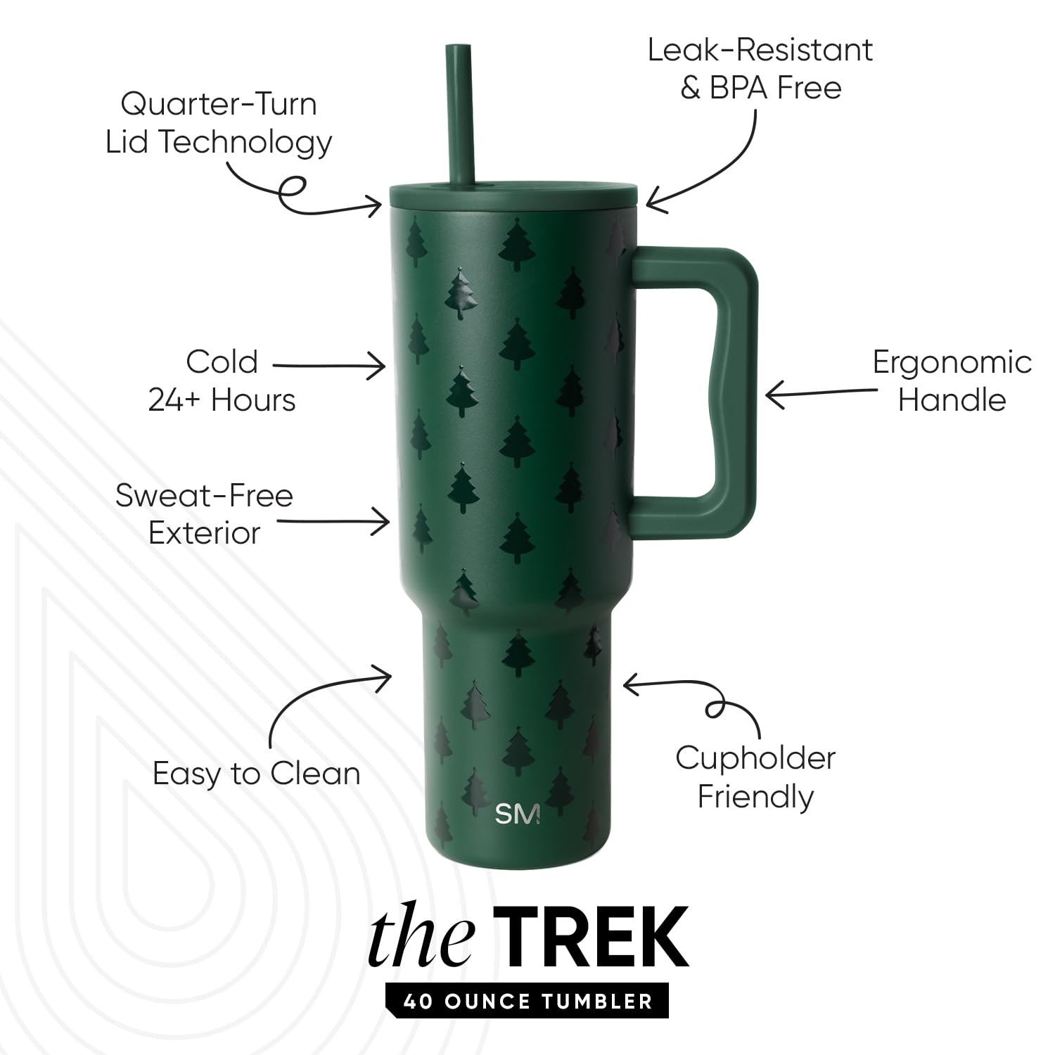 Simple Modern Trek 40oz next to a coffee mug showing capacity and everyday scale