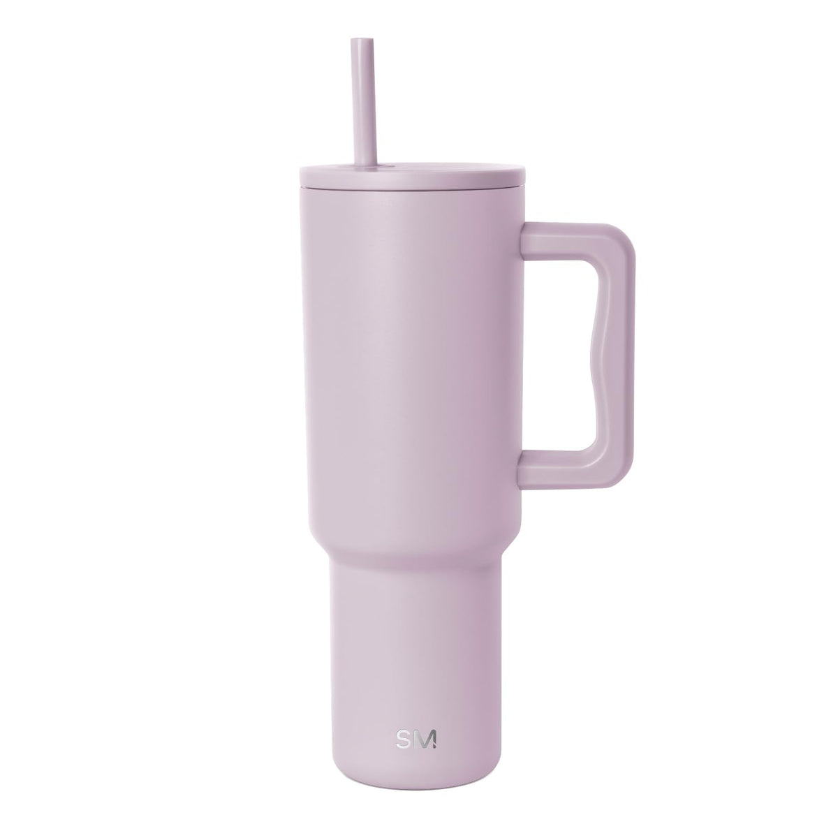 Simple Modern front view of Lavender Mist Trek Tumbler showing label and finish benefit