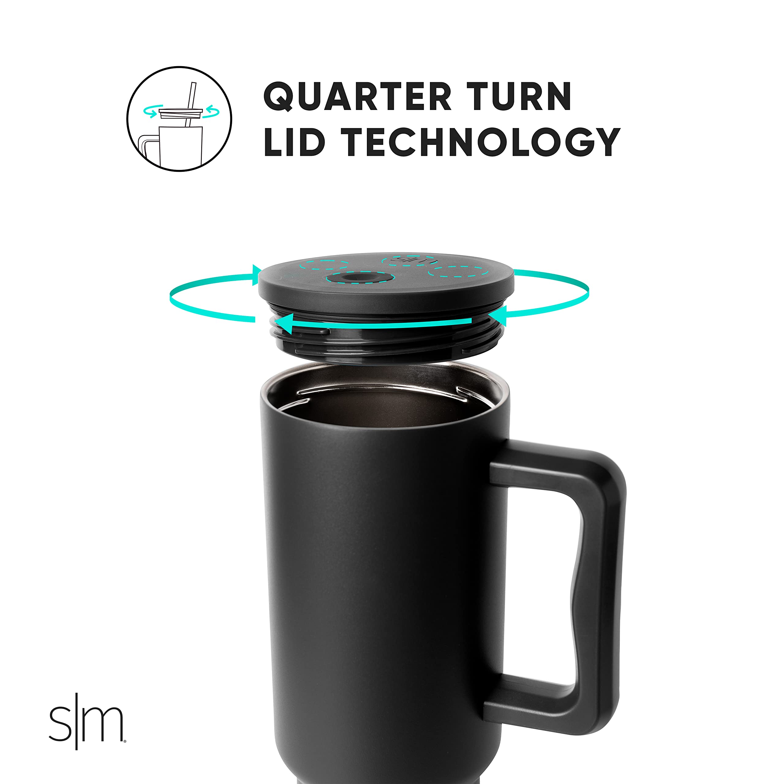 Simple Modern Trek held in hand showing size and portable convenience