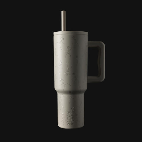 Simple Modern 40oz next to phone to show scale and travel-friendly size