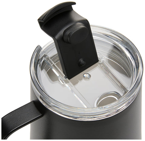 Simple Modern closeup of 360° push-button lid highlighting easy one-handed use