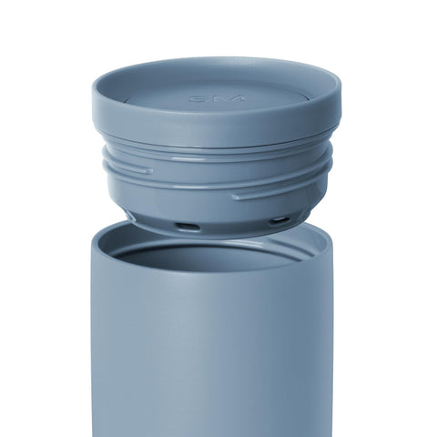 Simple Modern 360° push-button lid top view demonstrating spill-reducing convenience and easy sipping