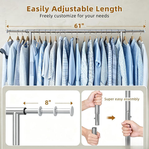 Simple Trending telescoping horizontal bar extended to show adjustable width benefit