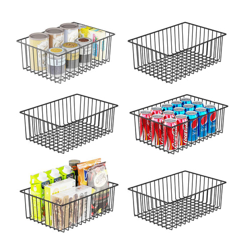 Simple Trending front view of all six black wire baskets showing organization benefit
