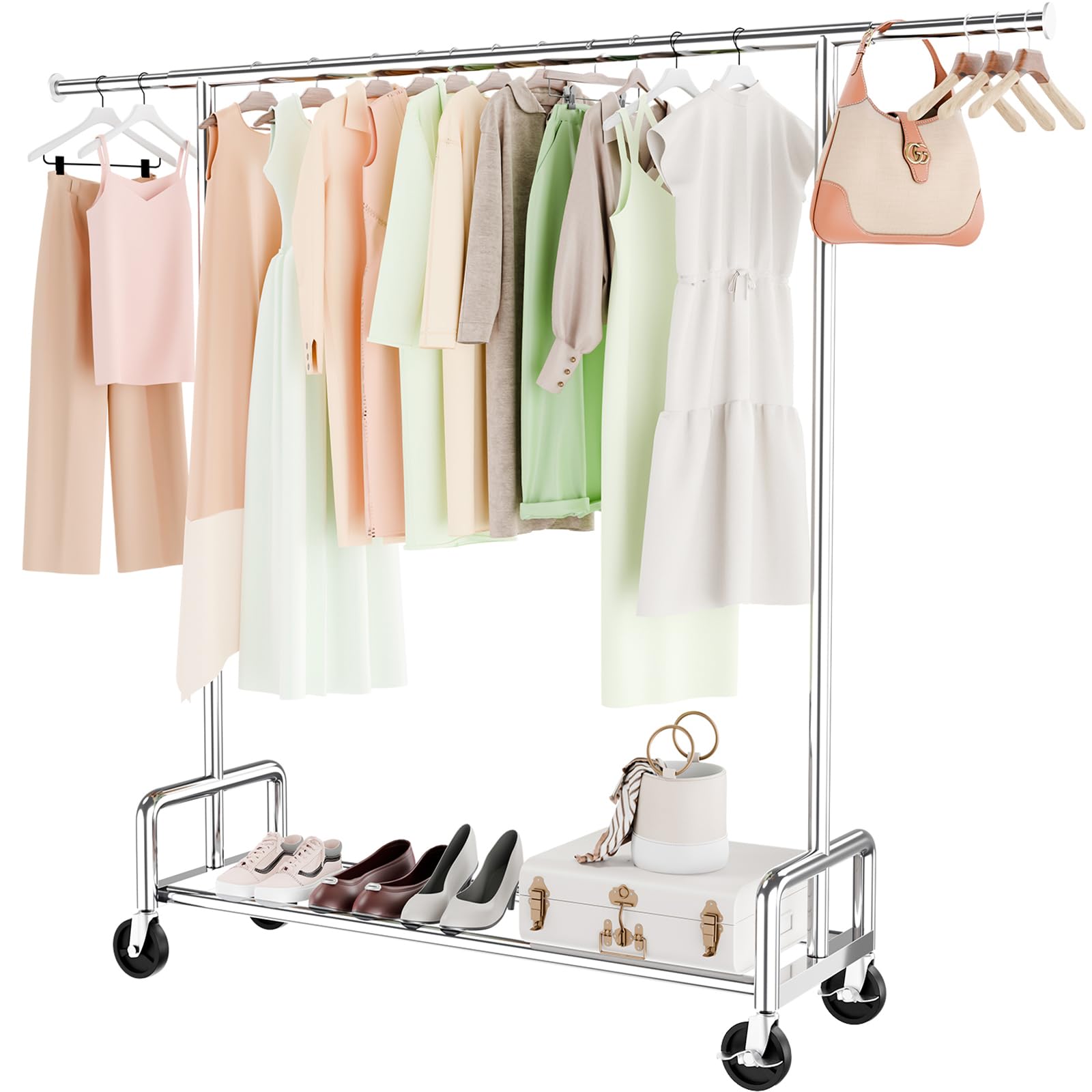 Simple Trending front view of assembled rack showing ample hanging space