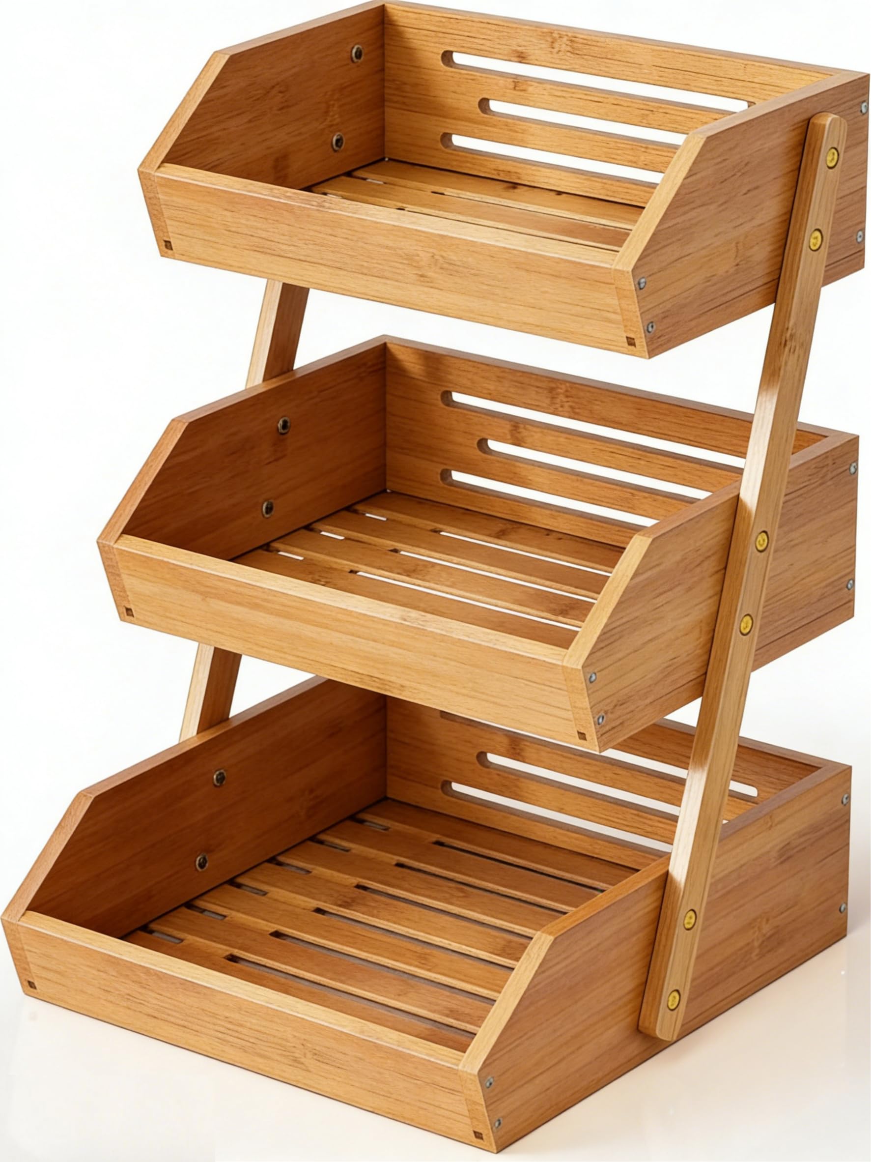 Simple Trending front view of 3-tier bamboo rack showing tidy storage benefit
