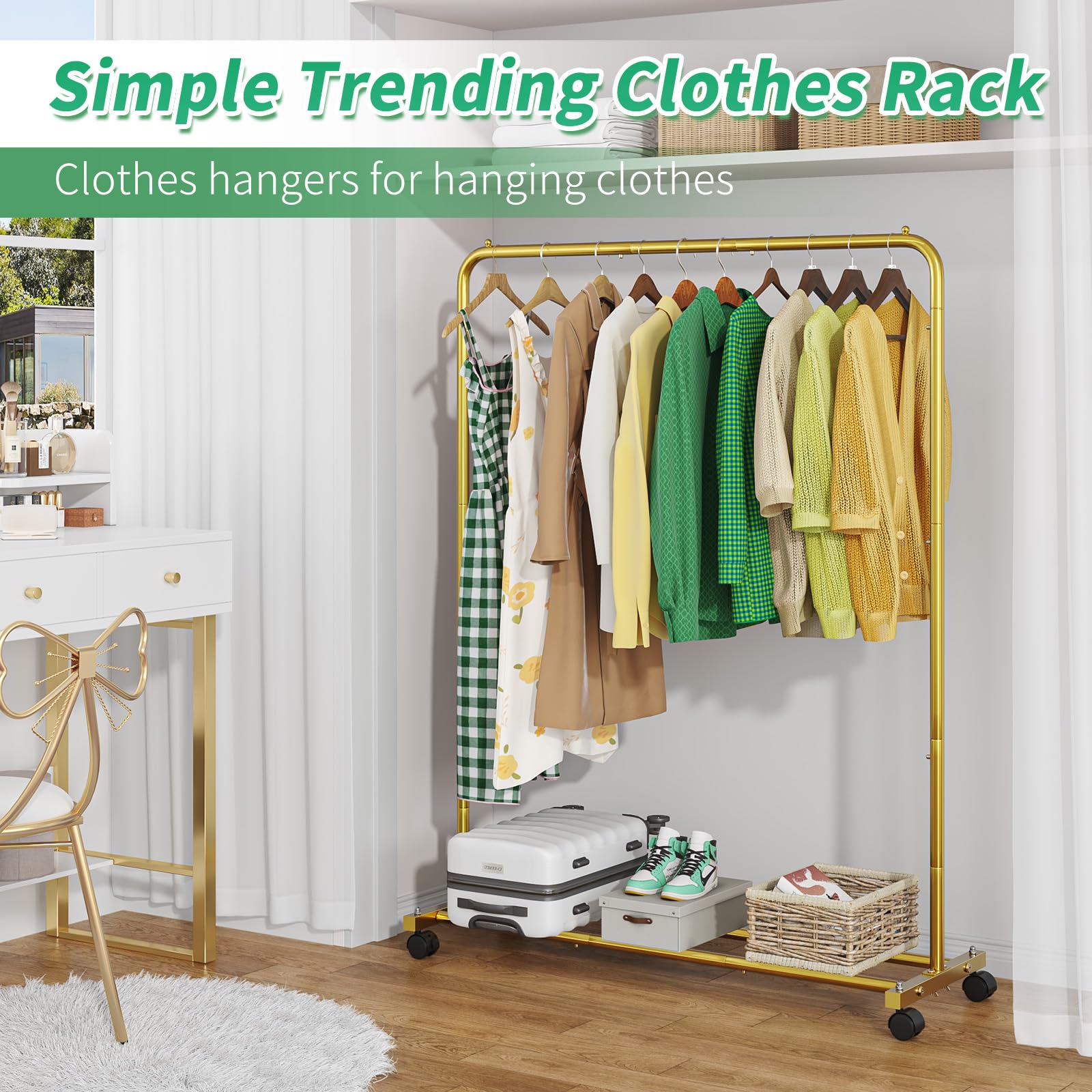 Simple Trending assembled rack loaded with garments demonstrating high capacity and tidy storage