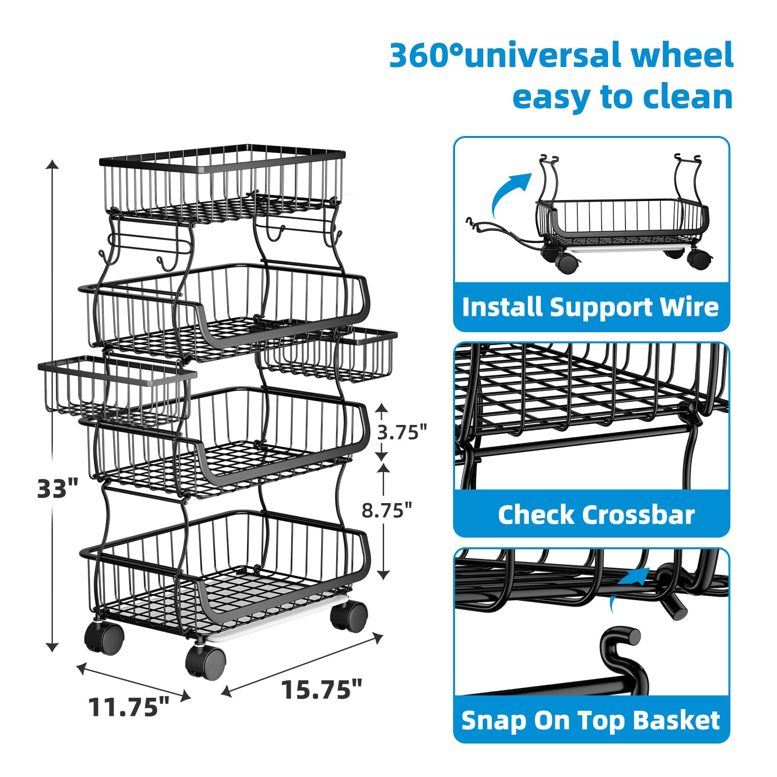 Simple Trending cart placed in kitchen showing space-saving convenience