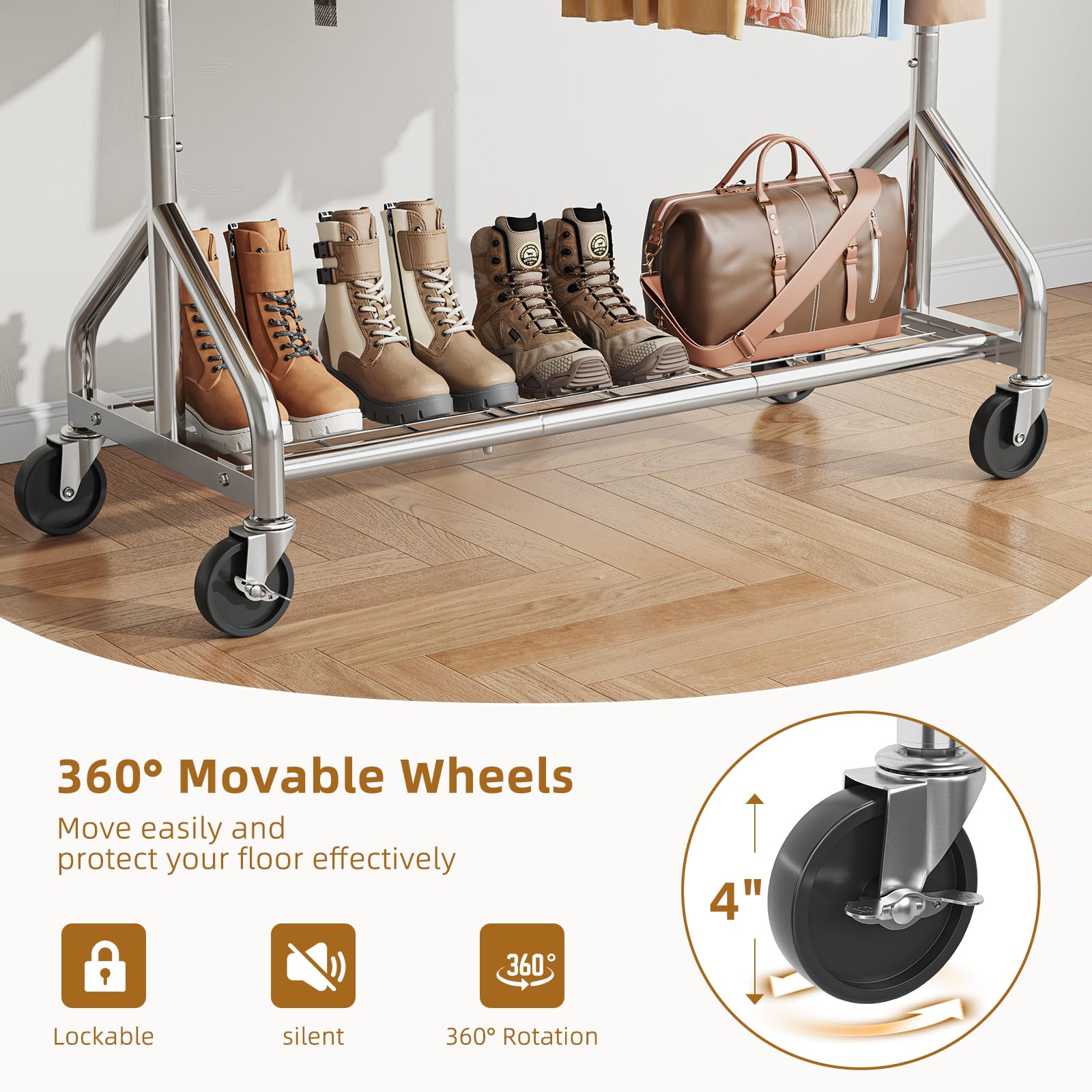 Simple Trending lockable caster close-up highlighting quiet mobility and secure lock