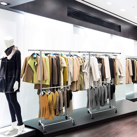 Simple Trending garment rack in bedroom lifestyle showing space-saving organization benefit