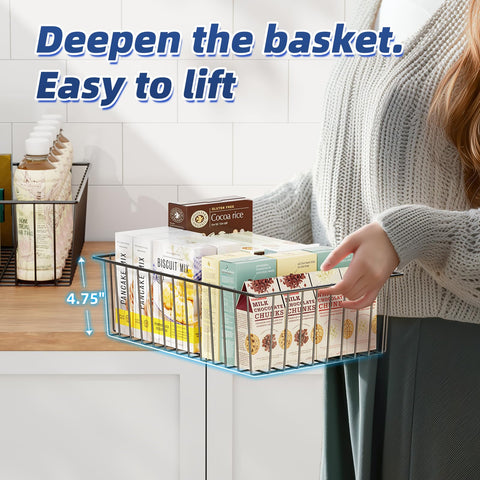 Simple Trending baskets next to ruler showing scale and size clarity benefit