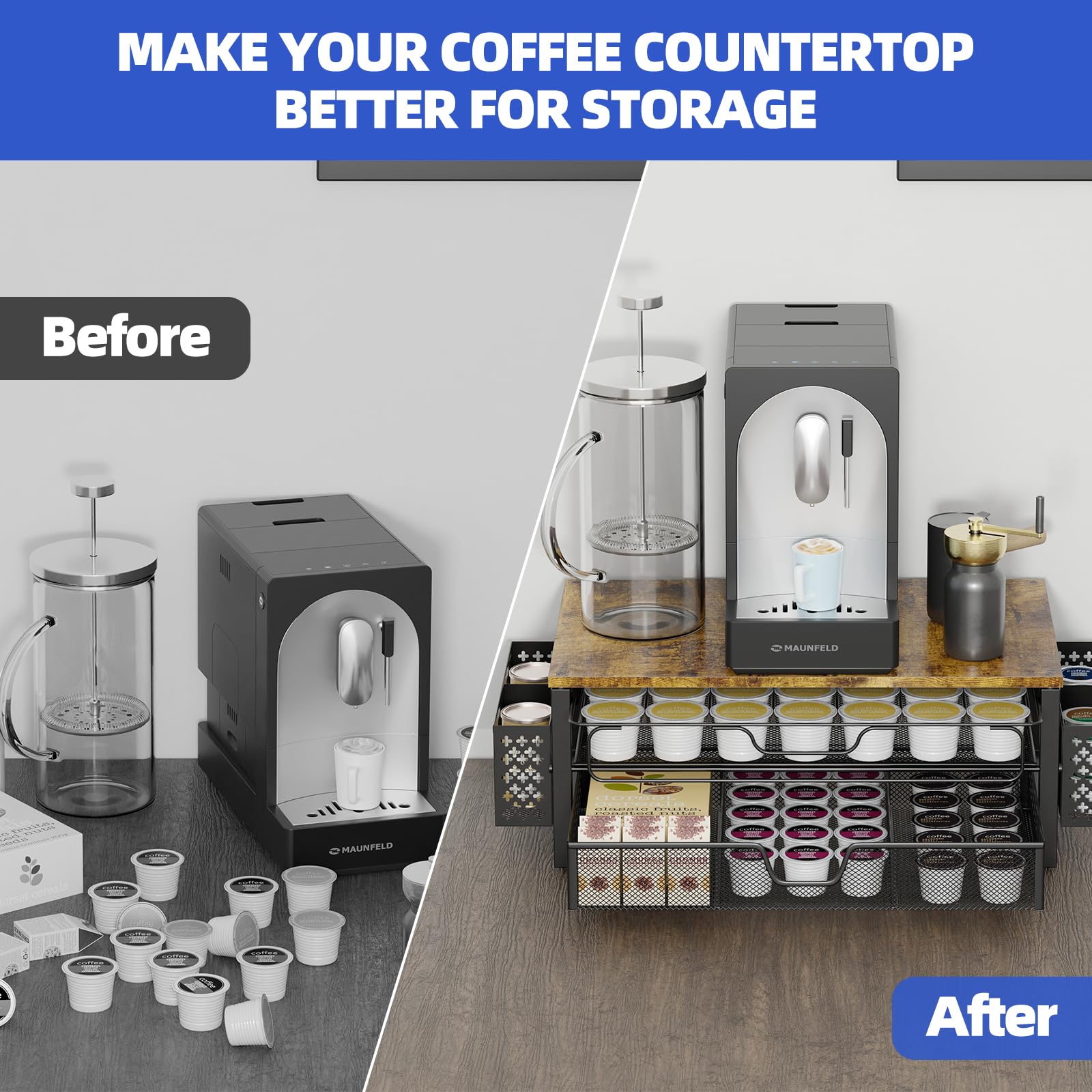 Simple Trending size comparison beside a mug illustrating compact footprint