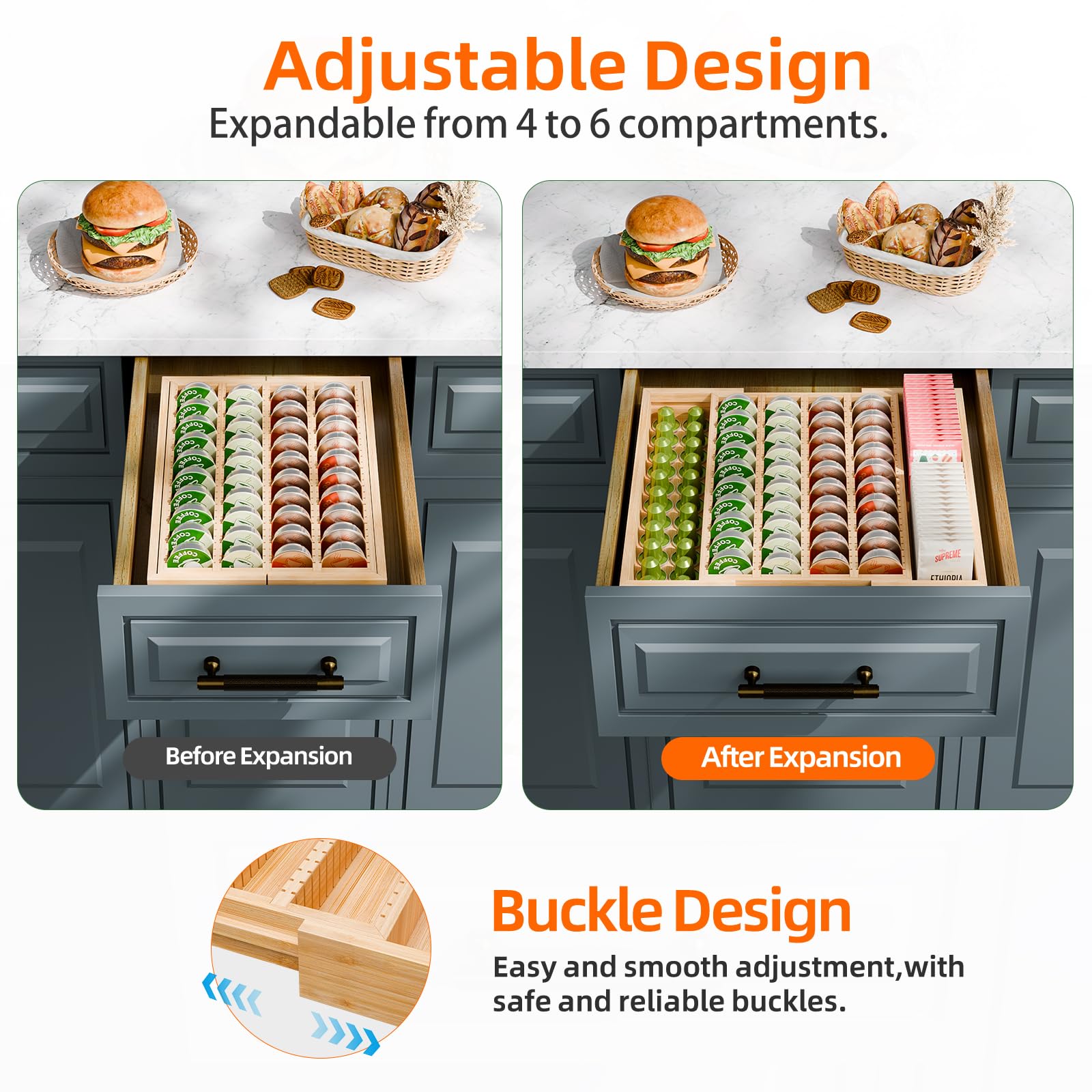 Simple Trending filled with assorted coffee pods showing fast selection and storage benefit
