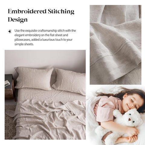 Simple&Opulence linen texture close-up revealing stone-washed softness and breathable feel