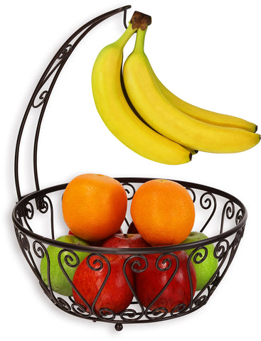 SimpleHouseware bronze fruit bowl front view showcasing silhouette and storage