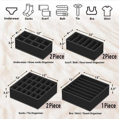 Simple Houseware inside layout displaying assorted cells for socks, underwear, accessories