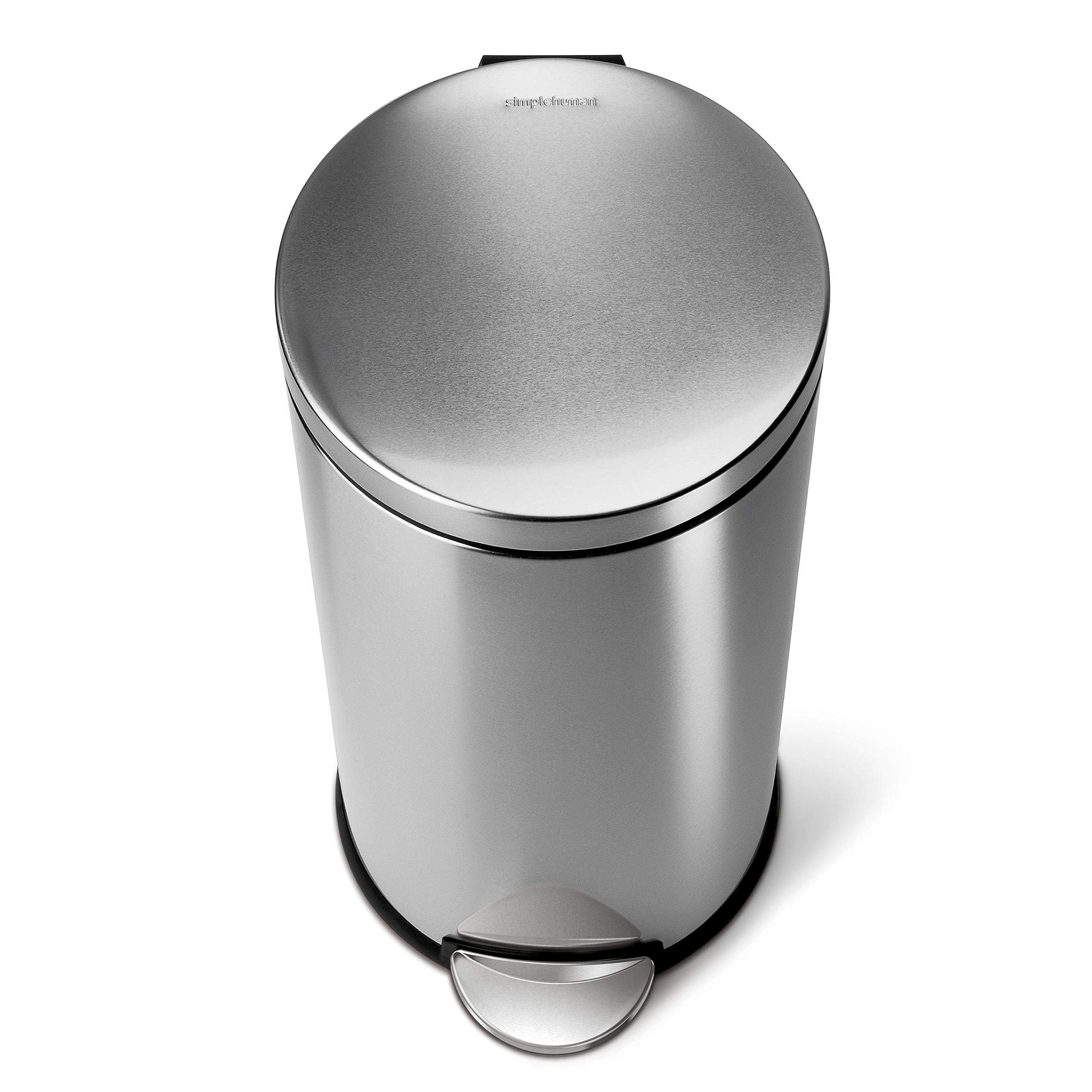 simplehuman removable inner bucket made from recycled plastic shown lifted out for easy emptying