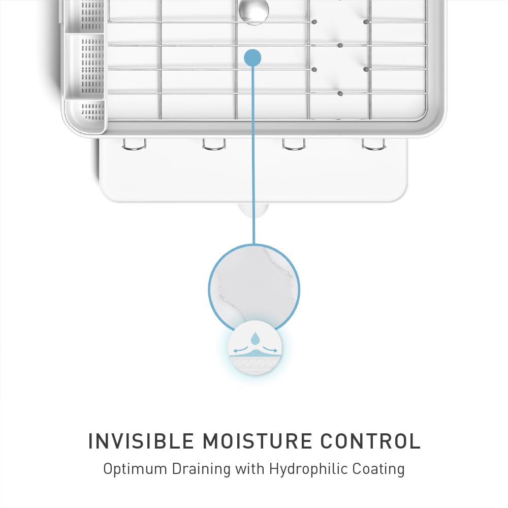 simplehuman swivel spout angled into sink prevents countertop water buildup