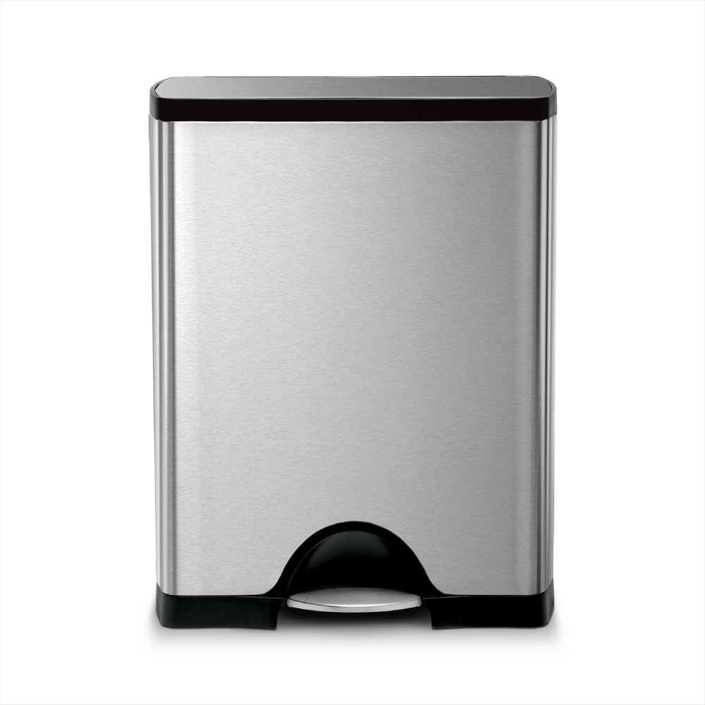 simplehuman front view brushed stainless keeps kitchen tidy and saves space