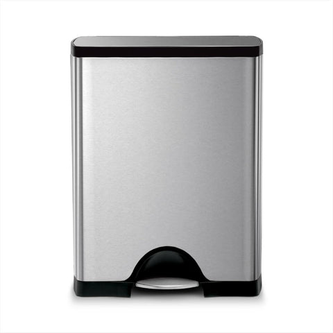 simplehuman front view brushed stainless keeps kitchen tidy and saves space